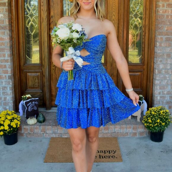 Sherri Hill Short A-line Royal Blue Size 2 Great Condition Model 57320 - Picture 1 of 7